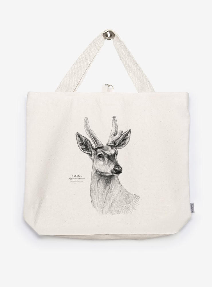bolso XL reutilizable diseño huemul Chile
bolso compras fauna flora chilena alternativa plástico
regalo bolso XL huemul Chile
bolso XL tela ilustración huemul Chile
bolso compras ecológico fauna Chile