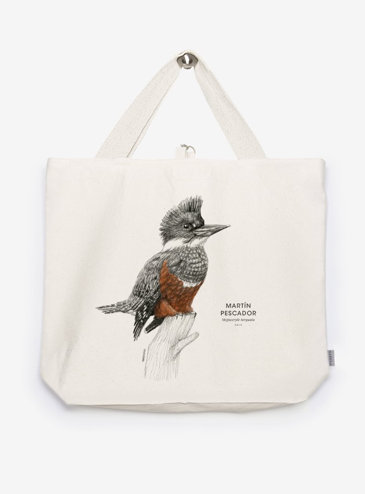 bolso XL reutilizable diseño martín pescador Chile
bolso compras fauna flora chilena alternativa plástico
regalo bolso XL martín pescador Chile
bolso XL tela ilustración martín pescador Chile
bolso compras ecológico fauna Chile