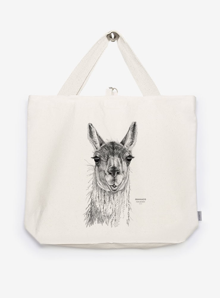 bolso XL reutilizable diseño guanaco Chile
bolso compras fauna flora chilena alternativa plástico
regalo bolso XL guanaco Chile
bolso XL tela ilustración guanaco Chile
bolso compras ecológico fauna Chile