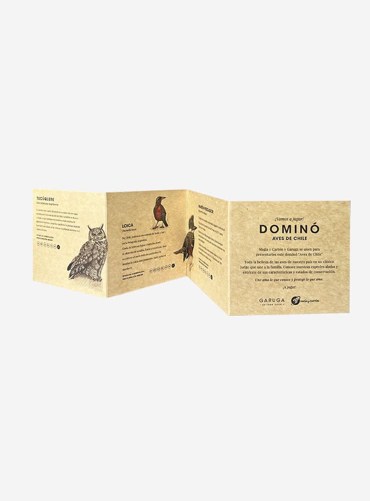 juego dominó aves nativas Chile cartón reciclable
dominó educativo aves Chile niños regalo
juego dominó fauna aviar chilena 28 piezas
regalo niño juego dominó aves Chile
juego educativo aves nativas Chile made in Chile