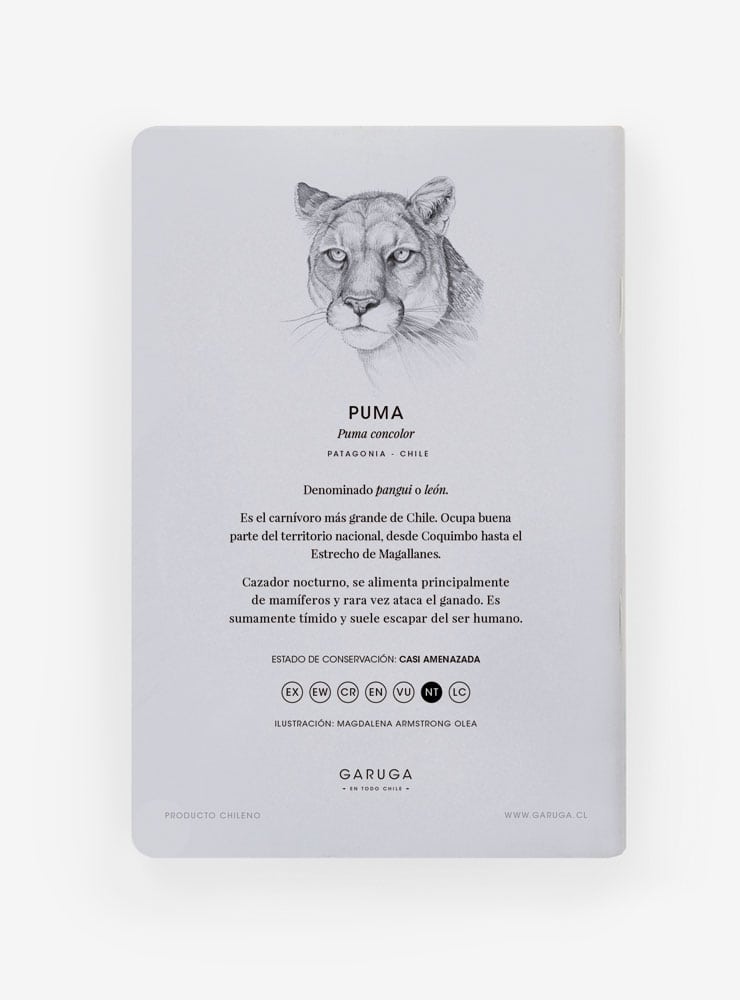libreta diseño puma Chile
libreta papelería ilustración fauna flora chilena
regalo libreta puma fauna Chile
libreta 60 páginas puma Chile
regalo papelería fauna flora nativa Chile