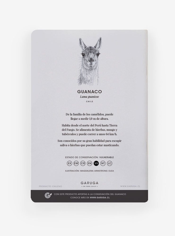 libreta diseño guanaco Chile
libreta papelería ilustración fauna flora chilena
regalo libreta guanaco fauna Chile
libreta 60 páginas guanaco Chile
regalo papelería fauna flora nativa Chile