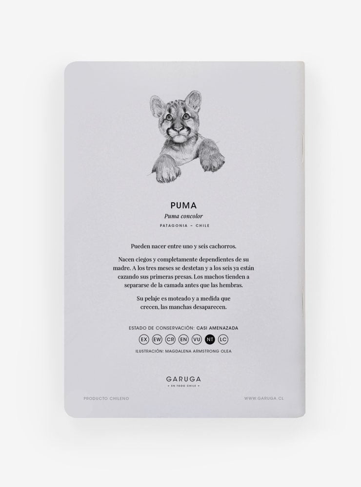 libreta diseño puma cachorro Chile
libreta papelería ilustración fauna flora chilena
regalo libreta puma cachorro fauna Chile
libreta 60 páginas puma cachorro Chile
regalo papelería fauna flora nativa Chile