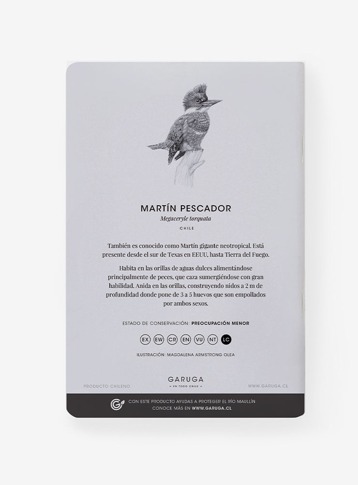 libreta diseño martín pescador Chile
libreta papelería ilustración fauna flora chilena
regalo libreta martín pescador fauna Chile
libreta 60 páginas martín pescador Chile
regalo papelería fauna flora nativa Chile