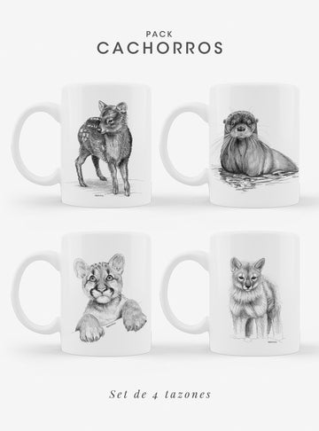 set 4 tazones cerámica cachorros fauna nativa Chile
regalo set tazones pudú puma huillín zorro cachorro
set tazones apto microondas cachorros fauna Chile
regalo Navidad set tazones cachorros Chile
set tazones fauna vulnerable Chile regalo hogar
