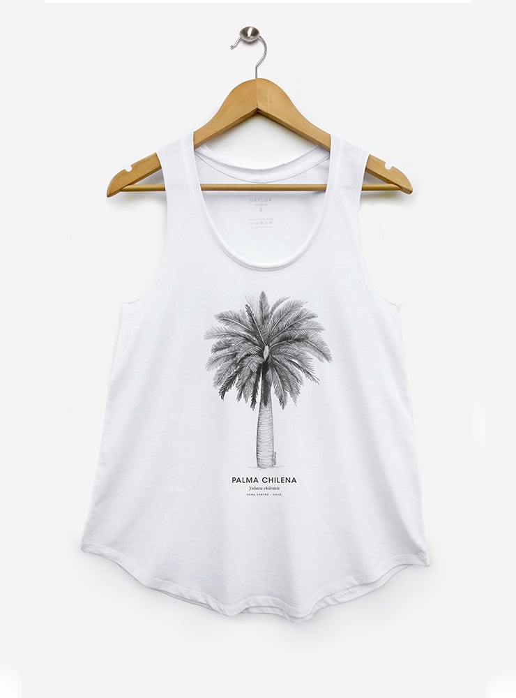 polera sin manga diseño palma chilena mujer Chile
ropa mujer con árbol nacional Chile sin manga
polera algodón mujer sin manga palma chilena Chile
regalo mujer con palma chilena árbol nacional Chile
ropa mujer flora endémica zona central Chile sin manga