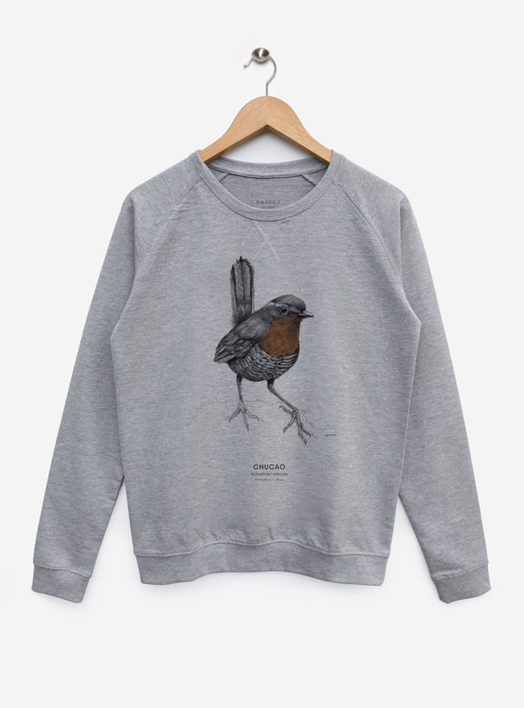 polerón sin afranelado diseño chucao Chile
ropa con ave del bosque nativo Chile media temporada
polerón algodón unisex ave endémica sur Chile
regalo chucao ave folklore chileno
ropa liviana con fauna nativa Chile