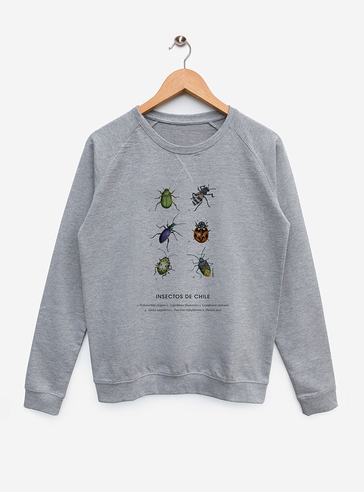 polerón con diseño de insectos nativos chilenos
ropa sustentable con ilustraciones de naturaleza Chile
regalo con fauna chilena adulto
polerón media temporada unisex tallas grandes