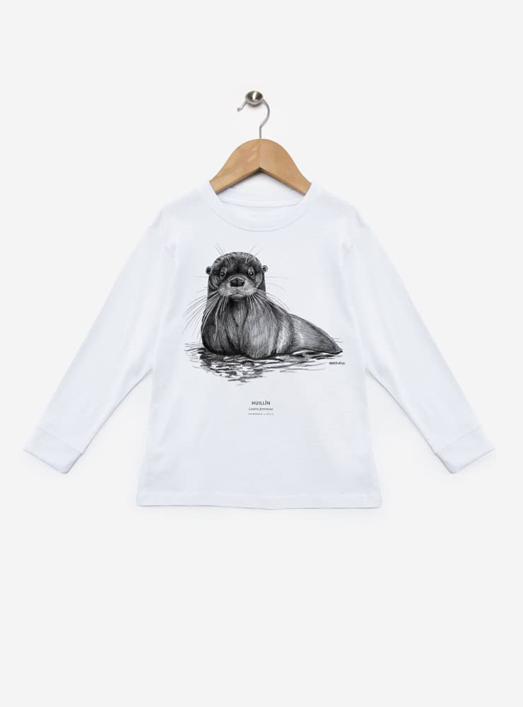 polera infantil manga larga diseño huillín Chile
ropa niño con nutria río en peligro extinción Chile manga larga
polera algodón niño manga larga especie amenazada Chile
regalo niño manga larga huillín conservación Chile
ropa infantil manga larga fauna en peligro extinción Chile