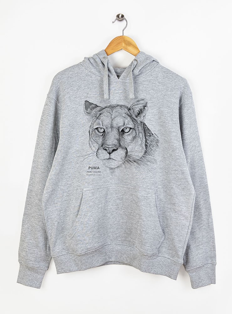 polerón con gorro diseño puma Chile
ropa con gran felino nativo de Chile
regalo Día del Padre puma Chile
polerón afranelado unisex fauna andina patagónica
ropa conservación puma Chile