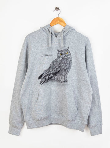 polerón con gorro diseño tucúquere Chile
ropa con aves rapaces nocturnas Chile
polerón afranelado unisex diseño fauna chilena
regalo con búho nativo de Chile
ropa conservación aves Chile