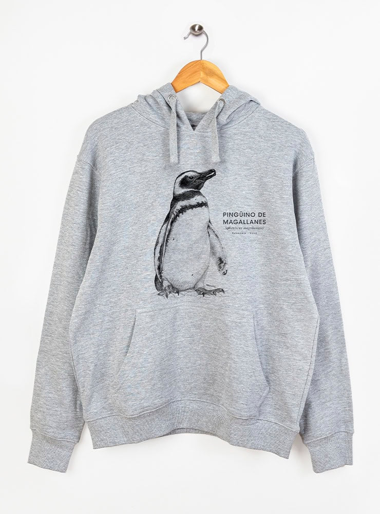 polerón con gorro diseño pingüino Magallanes Chile
ropa con aves marinas nativas de Chile
polerón afranelado unisex fauna patagónica
regalo con pingüino de Magallanes Chile
ropa conservación Patagonia Chile