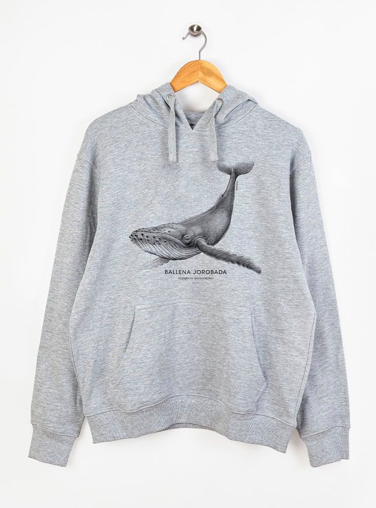 polerón con gorro diseño ballena jorobada Chile
ropa con mamíferos marinos nativos de Chile
polerón afranelado unisex fauna marina
regalo con ballena jorobada Chile
ropa conservación océano Chile