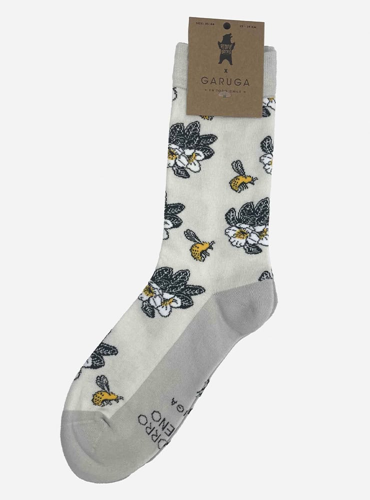 polinización flora nativa Chile ilustración calcetines
abejorro chileno flores nativas Chile calcetines sustentable
calcetines fauna flora Chile moda consciente People Socks
conservación polinizadores Chile calcetines polinización