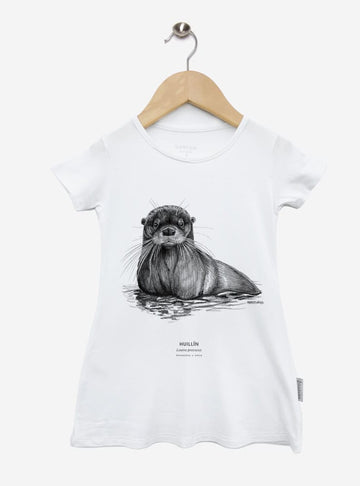 vestido infantil manga corta diseño huillín Chile
ropa niña con nutria río en peligro extinción Chile
vestido algodón modal niña especie amenazada Chile
regalo niña conservación huillín Chile
ropa infantil niña fauna en peligro extinción Chile