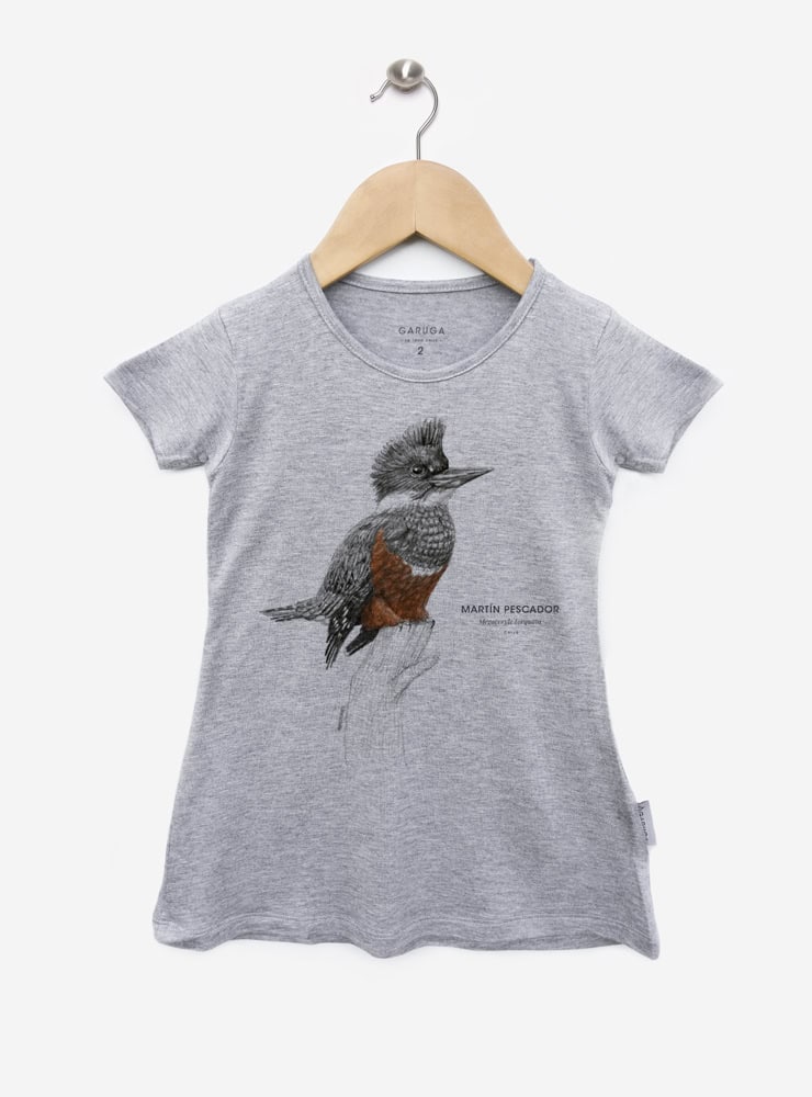 vestido gris infantil manga corta diseño martín pescador Chile
ropa niña con ave colorida nativa ríos Chile gris
vestido algodón modal gris niña ave ribereña Chile
regalo niña martín pescador vestido gris Chile
ropa infantil niña gris fauna lacustre Chile