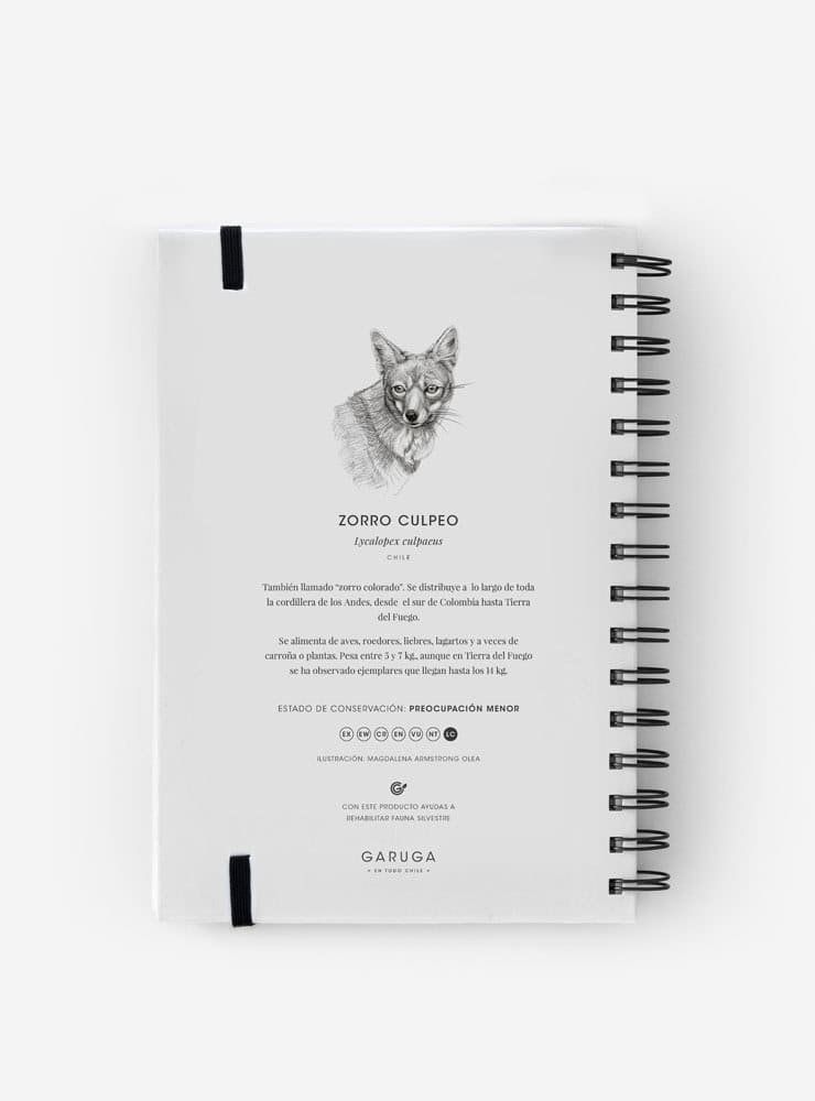 cuaderno diseño zorro culpeo Chile vuelta clases
cuaderno escolar ilustración zorro culpeo fauna Chile
regalo cuaderno zorro culpeo fauna chilena
cuaderno 100 páginas zorro culpeo Chile
cuaderno escolar fauna flora nativa Chile