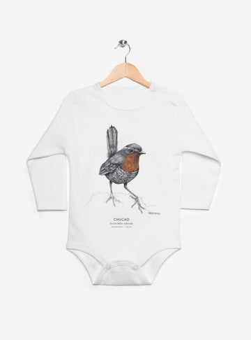 pilucho manga larga bebé diseño chucao Chile
ropa bebé manga larga con ave emblemática bosque valdiviano Chile
pilucho algodón PIMA peruano chucao ave endémica sur Chile
regalo recién nacido chucao pilucho Chile
ropa bebé conservación bosque templado Chile manga larga