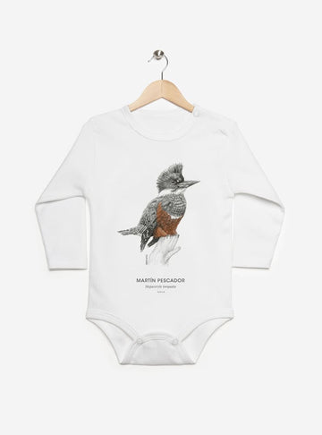 pilucho manga larga bebé diseño martín pescador Chile
ropa bebé manga larga con ave colorida nativa ríos Chile
pilucho algodón PIMA peruano martín pescador Chile
regalo recién nacido martín pescador pilucho Chile
ropa bebé fauna lacustre Chile manga larga