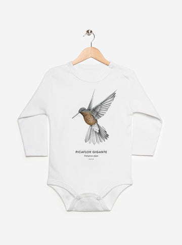 pilucho manga larga bebé diseño picaflor gigante Chile
ropa bebé manga larga con colibrí más grande del mundo Chile
pilucho algodón PIMA peruano picaflor gigante bebé
regalo recién nacido picaflor gigante pilucho manga larga Chile
ropa bebé fauna cordillera Chile manga larga