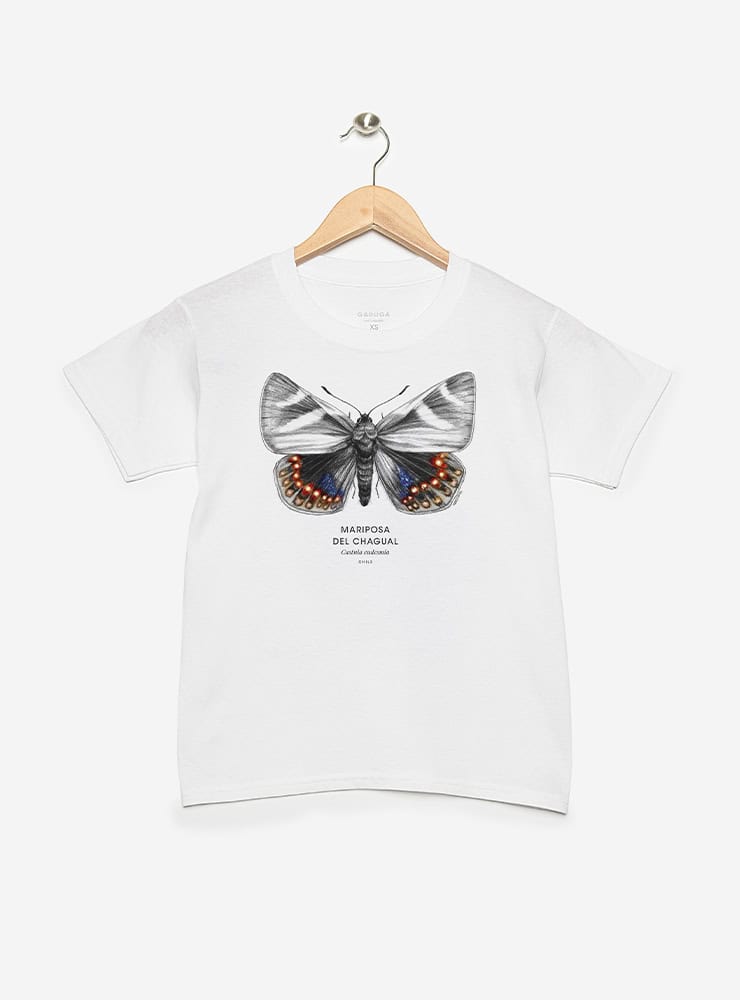 polera infantil manga corta diseño mariposa del chagual Chile
ropa niño con insecto endémico Chile manga corta
polera algodón niño mariposa chagual Chile
regalo niño conservación mariposa del chagual Chile
ropa infantil fauna insectos endémicos Chile manga corta