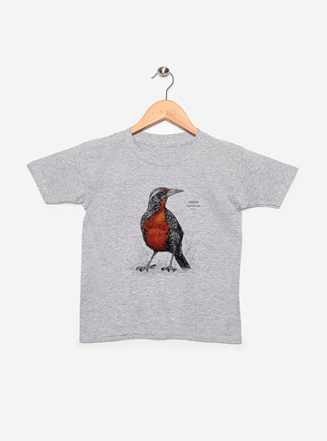 polera infantil manga corta diseño loica Chile
ropa niño con ave nacional Chile pecho rojo
polera algodón niño loica Chile
regalo niño con loica ave nacional Chile
ropa infantil fauna pradera Chile manga corta