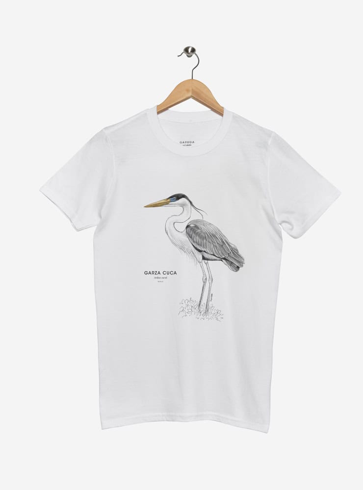 polera manga corta diseño garza cuca Chile
ropa con ave zancuda nativa humedales Chile
polera algodón unisex garza cuca Chile
regalo conservación garza cuca Chile manga corta
ropa fauna humedales Chile manga corta
