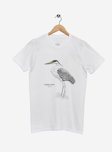 polera manga corta diseño garza cuca Chile
ropa con ave zancuda nativa humedales Chile
polera algodón unisex garza cuca Chile
regalo conservación garza cuca Chile manga corta
ropa fauna humedales Chile manga corta