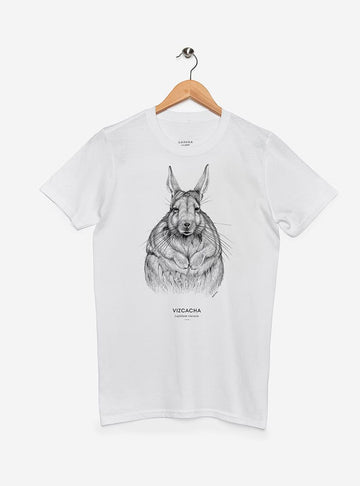 polera manga corta diseño vizcacha Chile
ropa con roedor nativo Andes Chile
polera algodón unisex vizcacha Chile
regalo con vizcacha fauna andina Chile
ropa fauna andina Chile manga corta