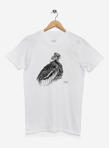 polera manga corta diseño cóndor andino Chile
ropa con ave más grande del mundo posada Chile
polera algodón unisex cóndor de los Andes Chile
regalo con cóndor símbolo nacional Chile
ropa conservación cóndor Chile manga corta