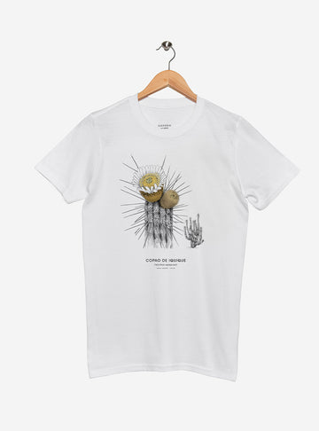 polera con diseño copao de Iquique Chile
ropa con cactus endémico norte Chile
polera algodón manga corta flora desértica Chile
regalo conservación copao Iquique
ropa flora nativa zona norte Chile
