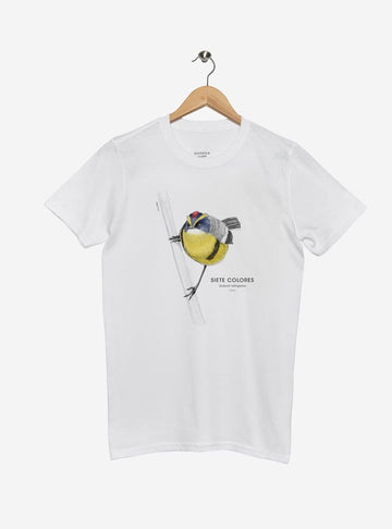 polera manga corta diseño siete colores Chile
ropa con ave más colorida humedales Chile
polera algodón unisex siete colores humedal Chile
regalo conservación siete colores Chile
ropa fauna humedales Chile manga corta