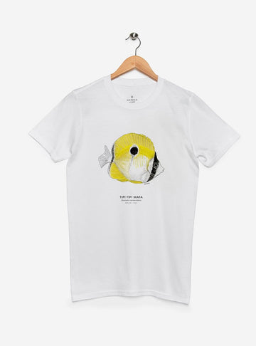 polera con diseño pez mariposa lágrima Chile
ropa con fauna marina Isla de Pascua
polera algodón manga corta pez tropical Chile
regalo con pez de Isla de Pascua
ropa fauna arrecife Rapa Nui Chile