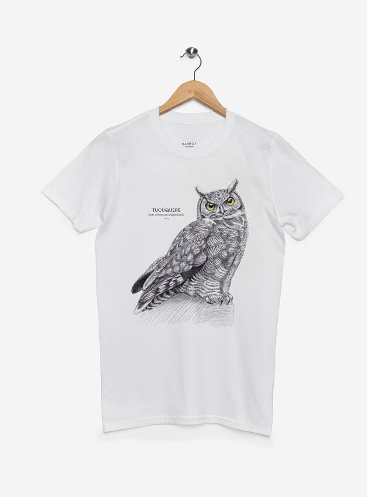 polera manga corta diseño tucúquere Chile
ropa con búho nativo Chile manga corta
polera algodón unisex ave rapaz nocturna Chile
regalo conservación tucúquere Chile
ropa fauna nocturna Chile manga corta