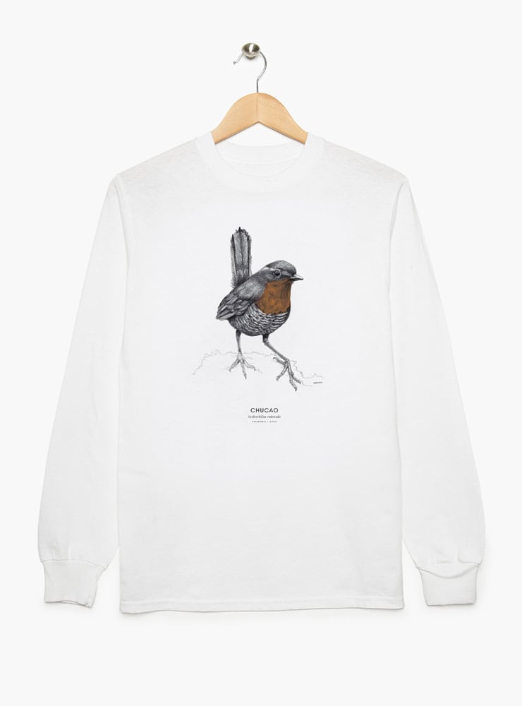 polera manga larga diseño chucao Chile
ropa con ave emblemática bosque valdiviano Chile manga larga
polera algodón unisex ave endémica sur Chile manga larga
regalo chucao ave folklore chileno manga larga
ropa conservación bosque templado Chile manga larga