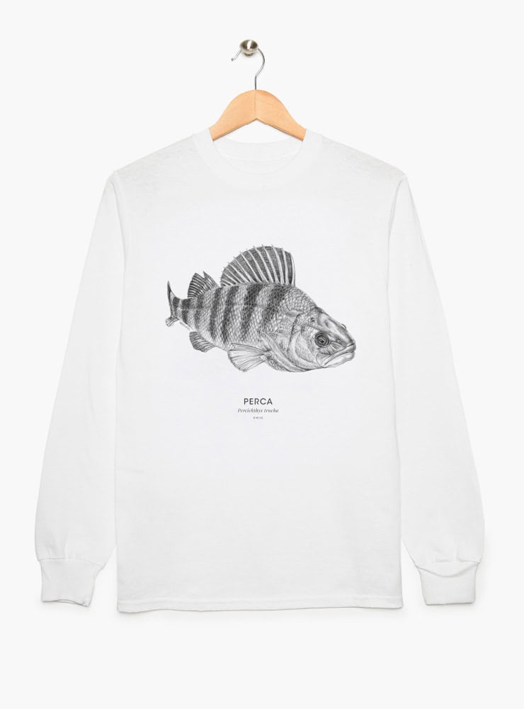 polera manga larga diseño perca trucha Patagonia Chile
ropa con pez nativo ríos lagos patagónicos manga larga
polera algodón unisex fauna lacustre Chile entretiempo
regalo con perca trucha pez Patagonia manga larga
ropa fauna acuática dulceacuícola Chile manga larga