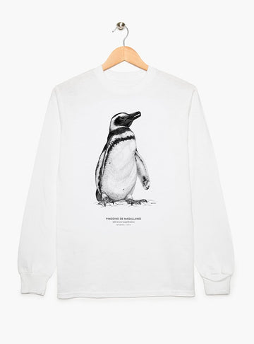 polera manga larga diseño pingüino de Magallanes Chile
ropa con ave patagónica icónica Chile manga larga
polera algodón unisex pingüino Magallanes manga larga
regalo con pingüino de Magallanes souvenir Patagonia
ropa fauna marina austral Chile manga larga
