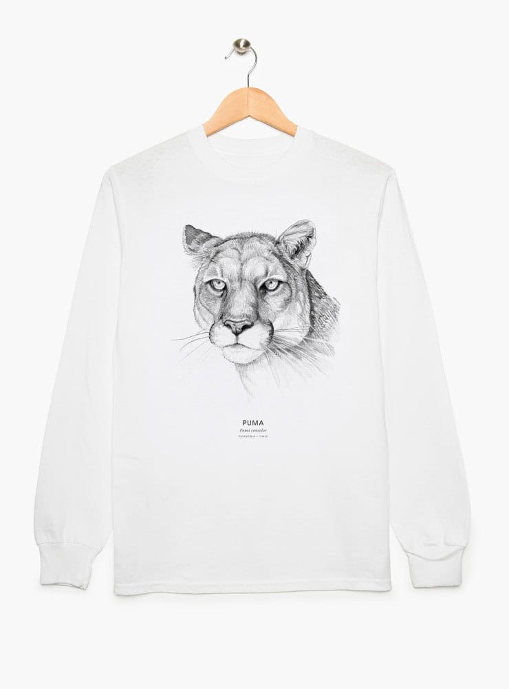 polera manga larga diseño puma Chile conservación
ropa con gran felino nativo Chile manga larga
polera algodón unisex puma patagónico manga larga
regalo Día del Padre puma Chile manga larga
ropa fauna andina patagónica Chile manga larga