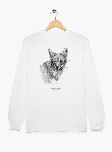 polera manga larga diseño zorro culpeo Chile
ropa con cánido nativo Chile manga larga entretiempo
polera algodón unisex zorro andino manga larga Chile
regalo Día del Padre zorro culpeo manga larga Chile
ropa conservación zorros Chile manga larga