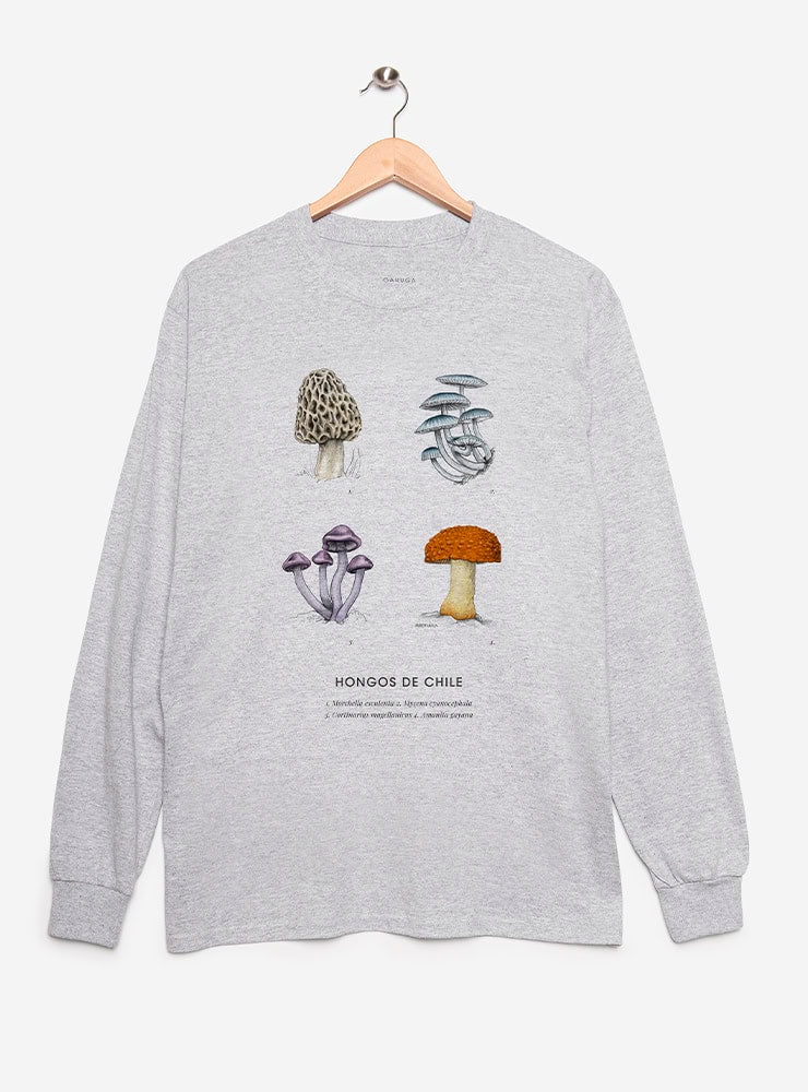 polera manga larga diseño hongos nativos Chile
ropa con hongos endémicos bosque chileno manga larga
polera algodón unisex hongos nativos Chile manga larga
regalo con hongos nativos bosque sur Chile manga larga
ropa fungi endémico Chile manga larga entretiempo