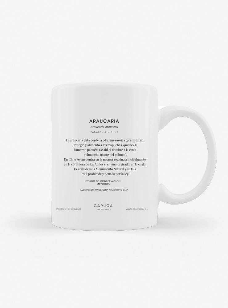 tazón cerámica diseño araucaria Chile 330ml
regalo con araucaria árbol sagrado mapuche Chile
tazón apto microondas lavavajillas araucaria Chile
regalo Día de la Madre tazón araucaria Chile
tazón flora endémica monumento natural Chile