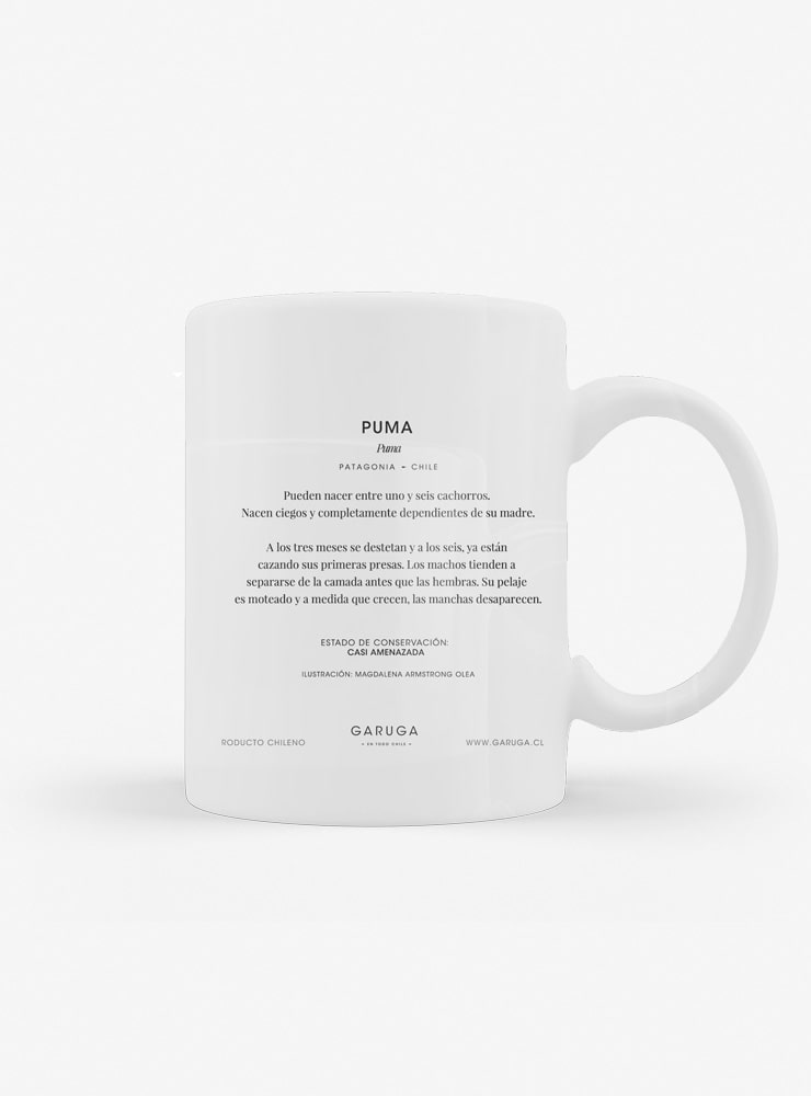 tazón cerámica diseño puma Chile 330ml
regalo con puma gran felino nativo Chile
tazón apto microondas lavavajillas puma Chile
regalo Día del Padre tazón puma Chile
tazón fauna andina patagónica Chile