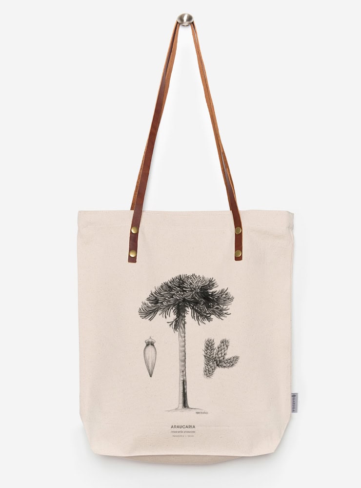 totebag diseño araucaria Chile
bolsa tela reutilizable araucaria fauna Chile
regalo totebag araucaria Chile
totebag alternativa plástico fauna chilena
totebag ilustración araucaria Chile sustentable