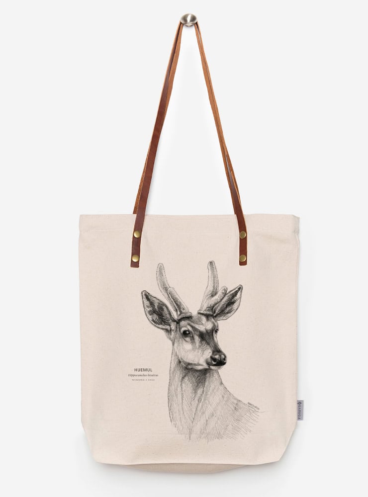 totebag diseño huemul Chile
bolsa tela reutilizable huemul fauna Chile
regalo totebag huemul Chile
totebag alternativa plástico fauna chilena
totebag ilustración huemul Chile sustentable