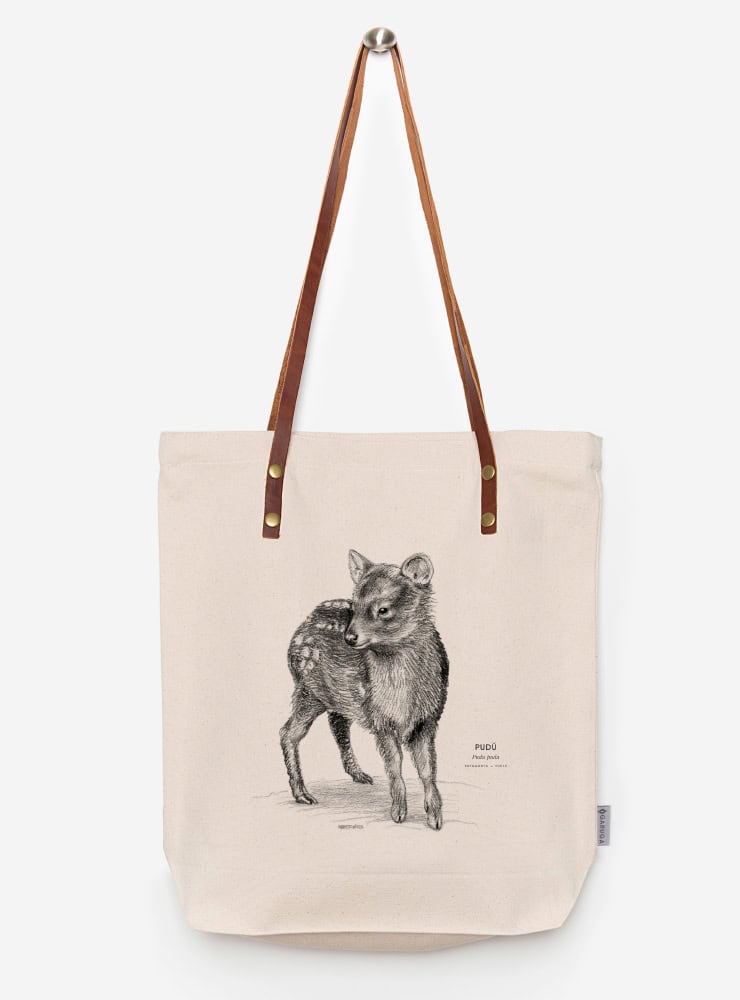 totebag diseño pudú Chile
bolsa tela reutilizable pudú fauna Chile
regalo totebag pudú Chile
totebag alternativa plástico fauna chilena
totebag ilustración pudú Chile sustentable